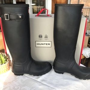HUNTER ORIGINAL Tall Rain Boots Black Size 8